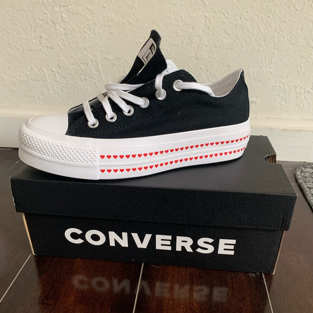 Platform converse black and white womens